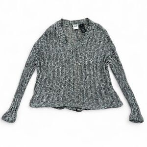 Harley Davidson Open Knit Sweater Gray Womens 1W V Neck Moto Layering